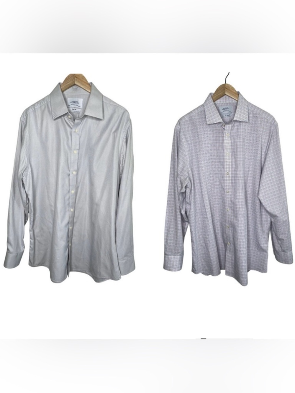 Charles Tyrwhitt Mens Lot of 2 Slim Fit Long Sleeve Shirt Size 17.5 36"